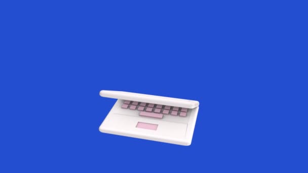 在彩色键背景上动画笔记本电脑 3D动画 — 图库视频影像