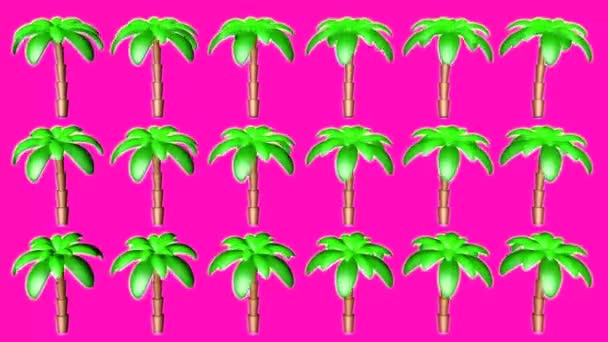 Pembe Arka Planda Palmiye Ağaçlarının Arka Planı Dönüyor Boyutlu Animasyon — Stok video