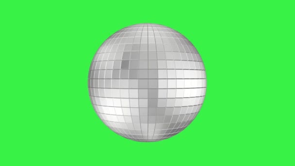 Seamless Loop Animation Silver Disco Ball Isolated Green Background Chroma — 图库视频影像