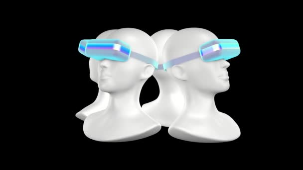 Bianco Cast Popolo Occhiali Realtà Virtuale Concetto Intelligenza Artificiale Meta — Video Stock