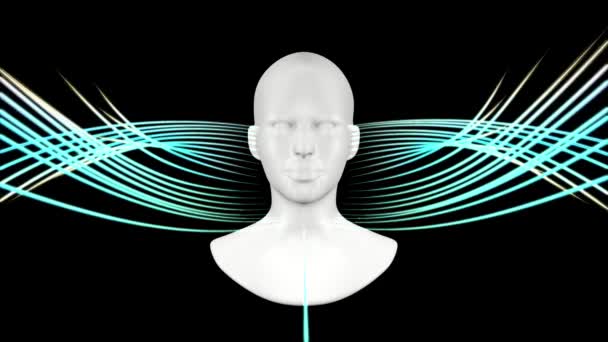 Concept Artificial Intelligence Metauniverses Bust Man Animated Symmetrical Lines Animation — Stock Video