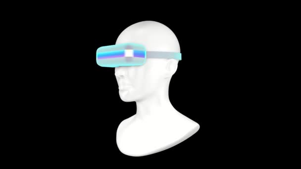 White Cast Man Virtual Reality Glasses Concept Artificial Intelligence Meta — Video Stock