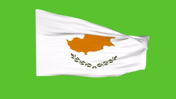 Флаг Кипра Зеленом Экране Анимация — стоковое видео