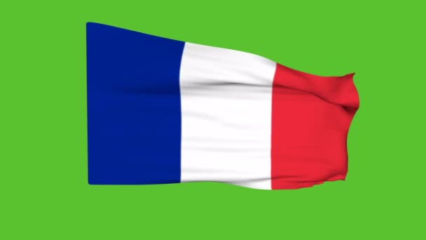 Animatie Van Vlag Van Frankrijk Een Groen Scherm Chroma Key — Stockvideo