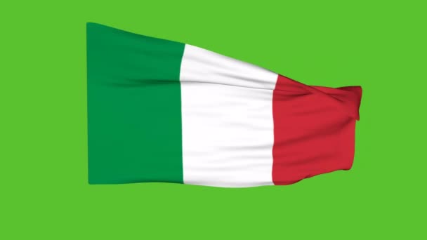 Bendera Italia Pada Layar Hijau Animasi — Stok Video