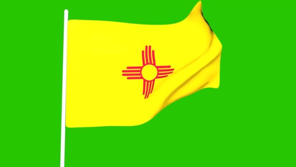 緑の画面上のニューメキシコ州旗のアニメーション 3Dアニメーション — ストック動画