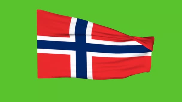 緑の画面にノルウェーの国旗 3Dアニメーション — ストック動画