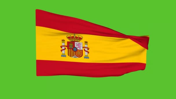绿色屏幕上的西班牙国旗 3D动画 — 图库视频影像