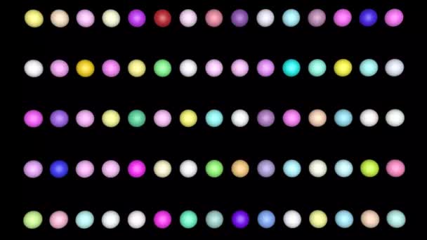 Animação Esferas Multicoloridas Sobre Fundo Preto Fundo Retro Abstrato — Vídeo de Stock