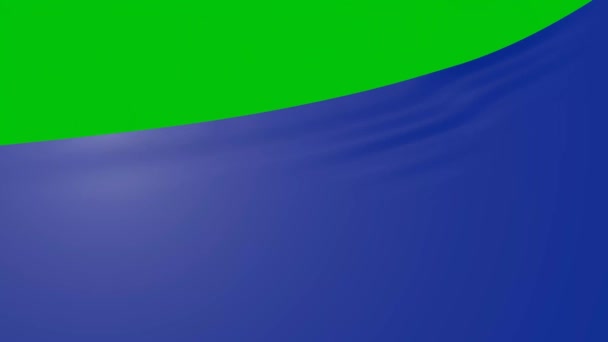 Ткань Шелковая Голубая Занавес Открыт Зеленом Экране Анимация Ткань Падает — стоковое видео