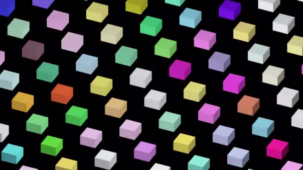 Animazione Cubi Multicolori Sfondo Nero Astratto Sfondo Retrò — Video Stock