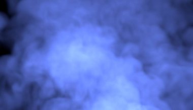 Blue smoke on a black background. Blue smoke background. Colored steam. Poisonous vapors. Clean air, science concept.  3D illustration.