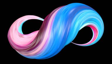 Sonsuzluğun 3 boyutlu çizimi, yağlı boya stilinde. Soyut üç boyutlu figür. Tasarım veya web sitesi için parlak modern illüstrasyon.