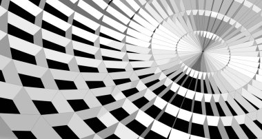 Geometric abstract 3D render. Colorful background in cartoon sketch style. Spinning pattern.