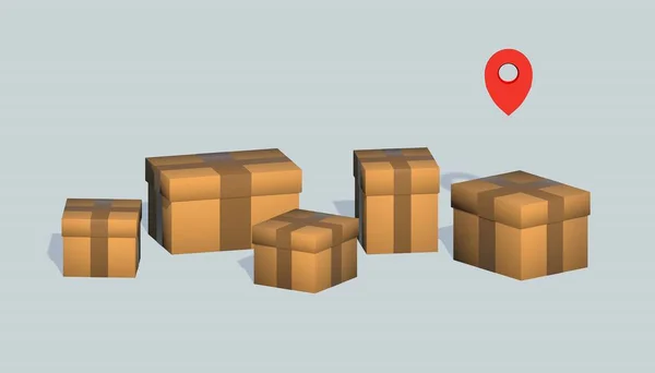 Render Boxes Geolocation Icons Delivery Goods Concept — Stock Photo, Image