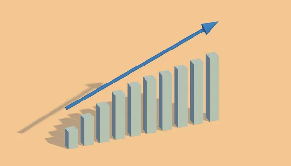 Büyüme Grafiğinin Boyutlu Görüntüsü Yukarı Çıkıyor Ekonomi Kavramı Statistikler — Stok fotoğraf