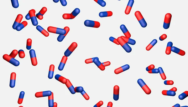 Flying Red Blue Drugs White Background Render Pharmacological Concept — Stock Photo, Image