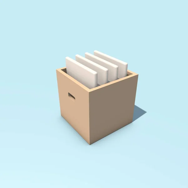 Renderização Uma Caixa Escritório Com Pastas Ícone Sobre Tema Trabalho — Fotografia de Stock
