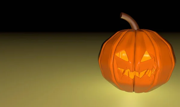 Silhouette of a glowing scary pumpkin. Background for Halloween. With space for text. 3D rendering