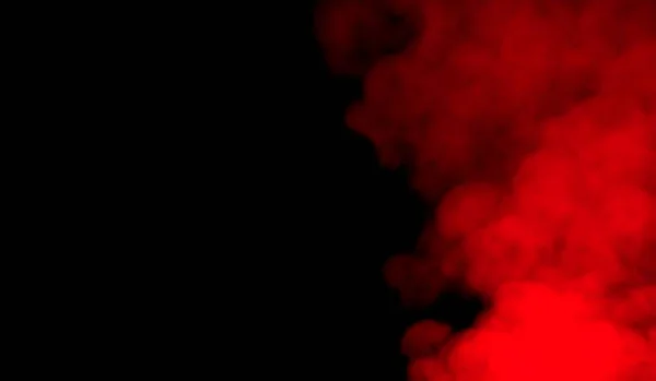 Red smoke on a black background. Red smoke background. Colored steam. Poisonous vapors. Clean air, science concept.  3D illustration
