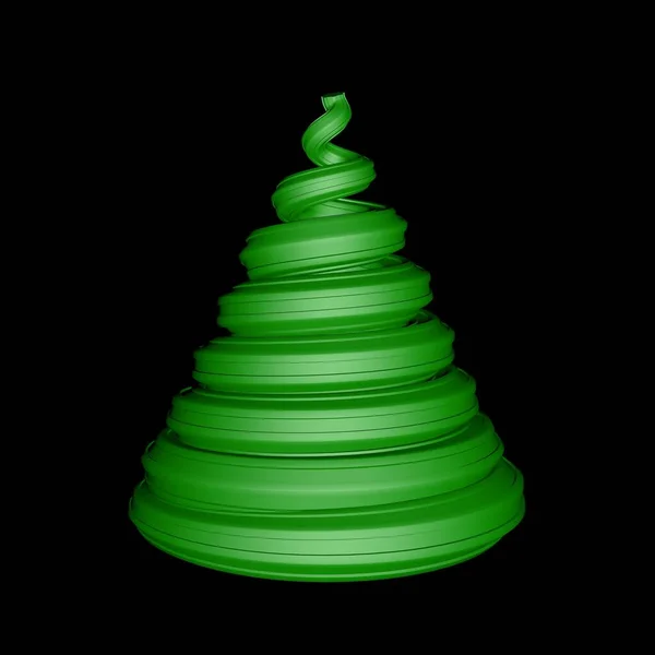 Minimalist Christmas tree. 3D render of a Christmas tree,  spiral appearance. Christmas and New Year concept.