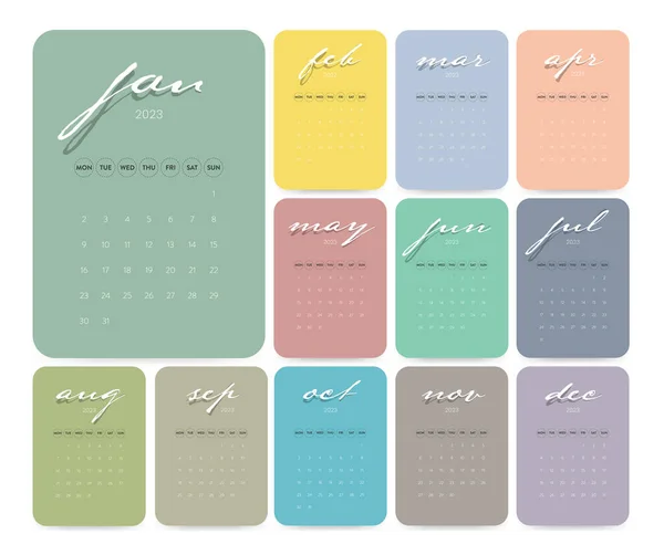 Kreative Minimale Geschäft Monatliche 2023 Kalendervorlage Vektor Schreibtisch Wandkalender Für — Stockvektor