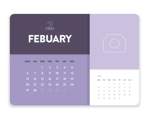 Creatief Minimale Zakelijke Maandelijkse 2023 Kalender Template Vector Bureau Wandkalender — Stockvector