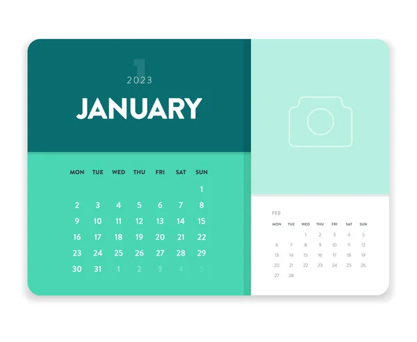 Creativo Negocio Mínimo Mensual 2023 Calendario Plantilla Vector Escritorio Calendario — Vector de stock