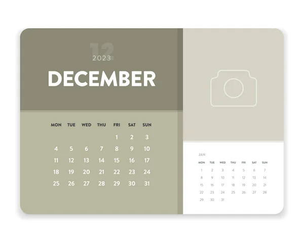 Creatief Minimale Zakelijke Maandelijkse 2023 Kalender Template Vector Bureau Wandkalender — Stockvector