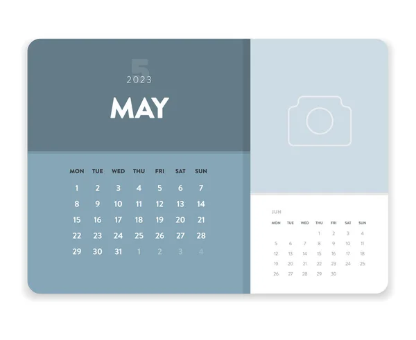 Creativo Negocio Mínimo Mensual 2023 Calendario Plantilla Vector Escritorio Calendario — Archivo Imágenes Vectoriales