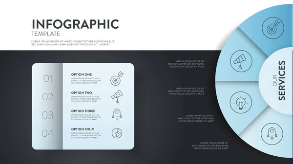 Kreatives Minimalistisches Design Der Infografik Für Geschäftsprojekte Präsentationsbanner Mit Optionen — Stockvektor