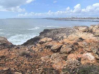 Kıyı manzarasına bakan Bulutlu Gökyüzü