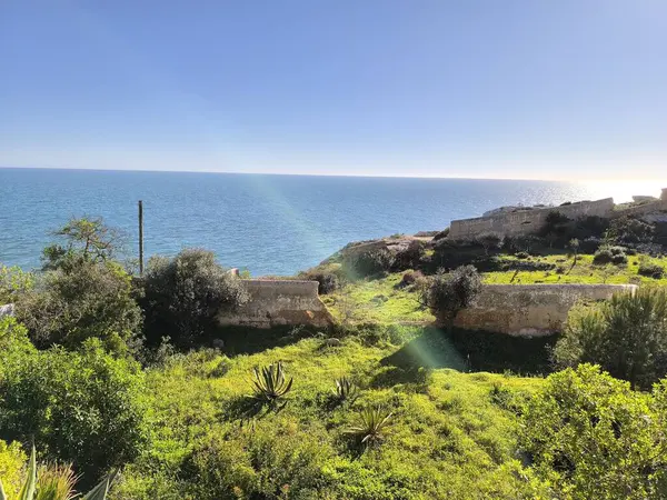 Yeşil bitkilerle dramatik uçurumlar