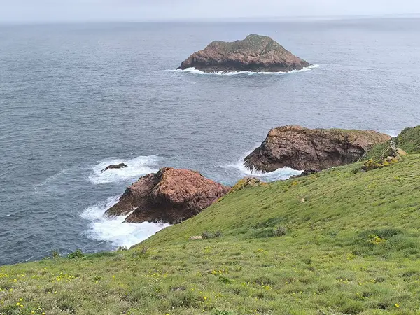 Bulutlu Gökyüzü Altında Kıyıya Dalgalar Düştü