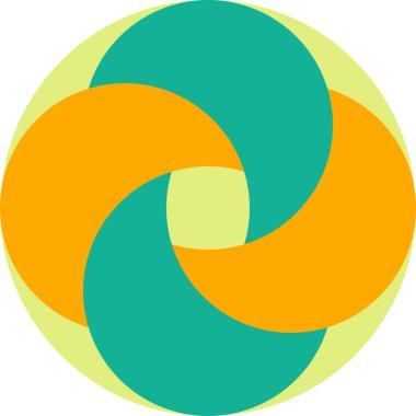 Yeşil arkaplanda yeşil ve turuncu birbirine kenetlenmiş halkalar