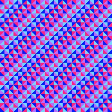 Kraliyet mavisi, pembe, mor ve açık mavi üçgenler tarafından oluşturulan mozaik desen