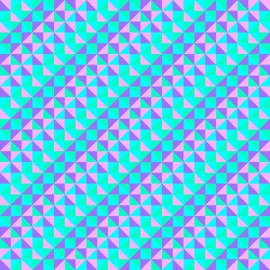 Mor, eflatun, soluk yeşil ve mavi üçgenden oluşan mozaik desen