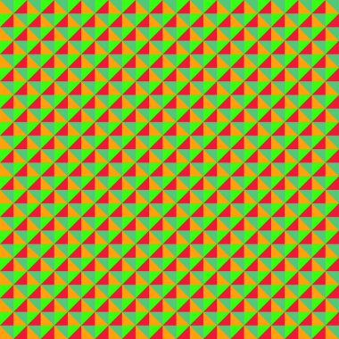 Mozaik desen sonbahar paleti kırsal kırmızı, turuncu, yaprak yeşil ve neon asit yeşil üçgeninden oluşturuldu