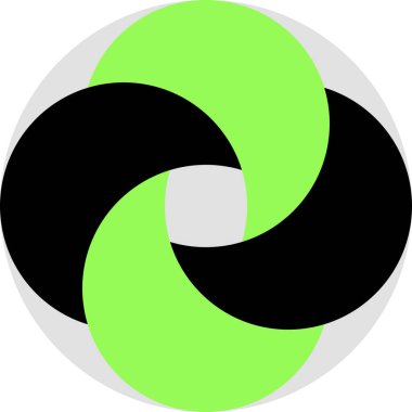 Açık gri arkaplanda neon asit yeşil ve siyah birbirine kenetlenmiş halkalar