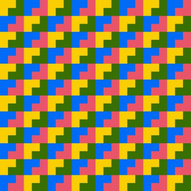 Kalıp sarı, yeşil, mavi ve pembe L şekillerinden oluşturuldu