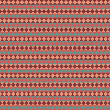 Kalıp kahverengi, yeşil, terracotta ve turuncu elmaslar tarafından oluşturuldu.