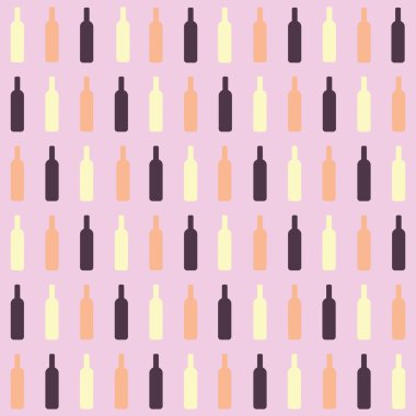 Koyu kırmızı, gül ve beyaz şarap şişelerinden pembe bir zemin oluşturuldu.