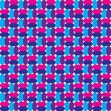 Şablon mavi, mor ve pembe yuvarlak dikdörtgenlerden tasarlanmıştır.