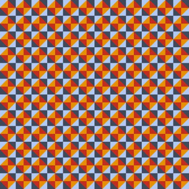 Kalıp küçük turuncu, kırmızı, mavi ve deniz mavisi üçgenlerden oluşturuldu. 