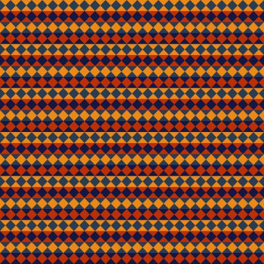 Koyu mavi, altın ve turuncu elmaslardan oluşan desen