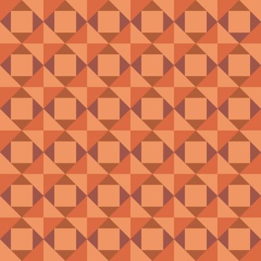 Kayısı, kahverengi üçgen ve karelerin tonlarından oluşan desen.