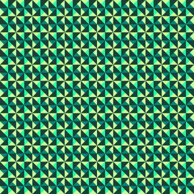 Yeşil üçgenlerin gölgelerinde oluşturulan küçük yel değirmenlerinden dizayn edilen desen 