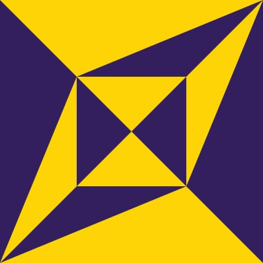 Derin neon mor ve parlak sarı üçgenlerden oluşan desen