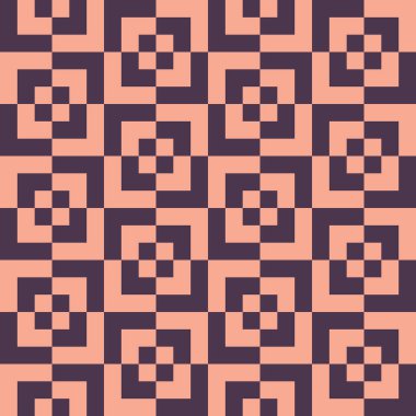 Şeftali ve kestane rengi karelerden oluşan desen. 