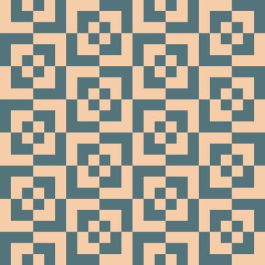 Kalıp bej ve deniz mavisi karelerinden oluşturuldu 